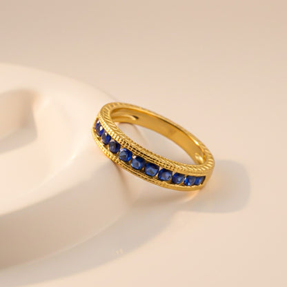 Silver Blue Sapphire Eternity Band Ring