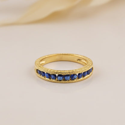 Silver Blue Sapphire Eternity Band Ring