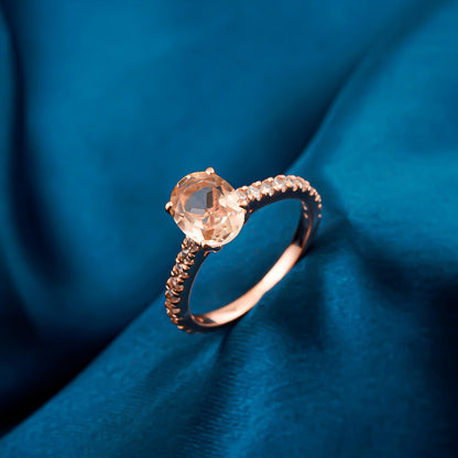 Silver Oval Morganite Solitaire Ring