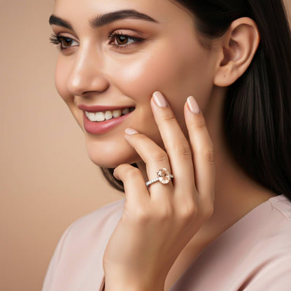 Silver Oval Morganite Solitaire Ring