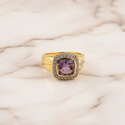 Silver Amethyst Halo Cocktail Ring