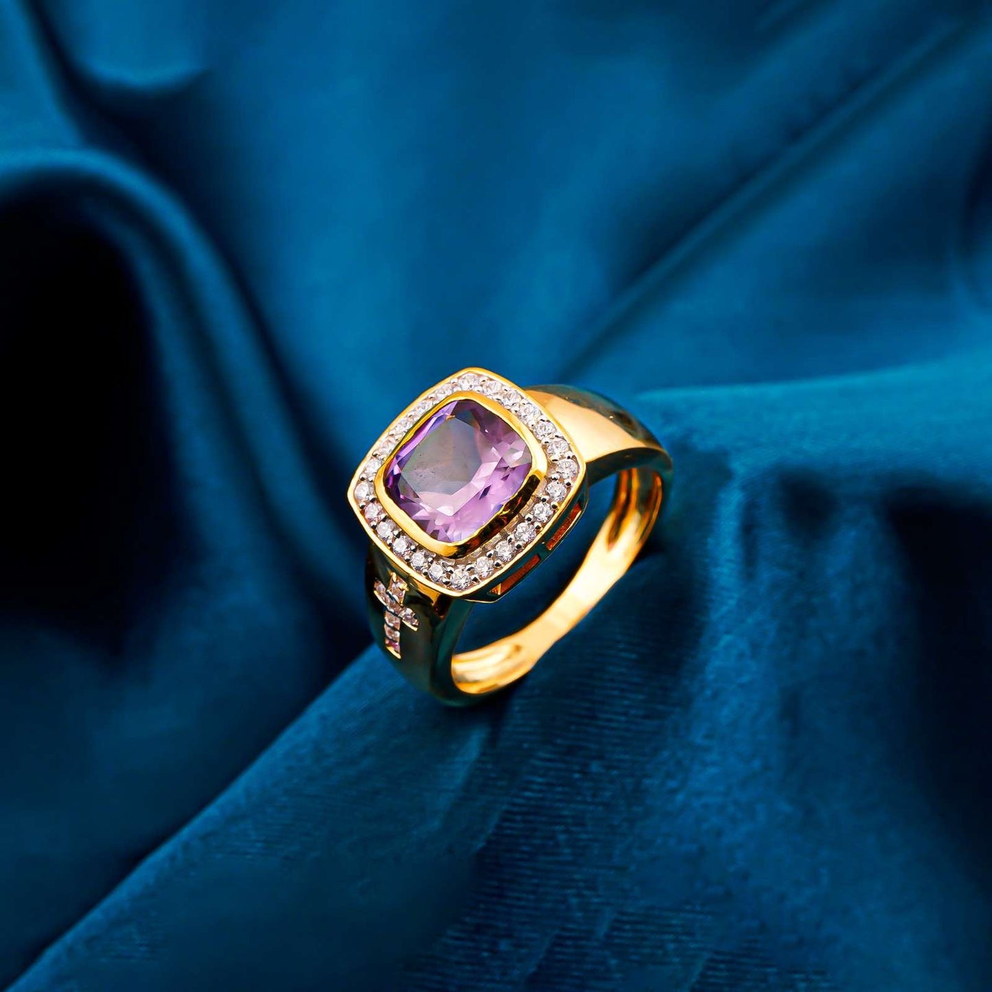 Silver Amethyst Halo Cocktail Ring