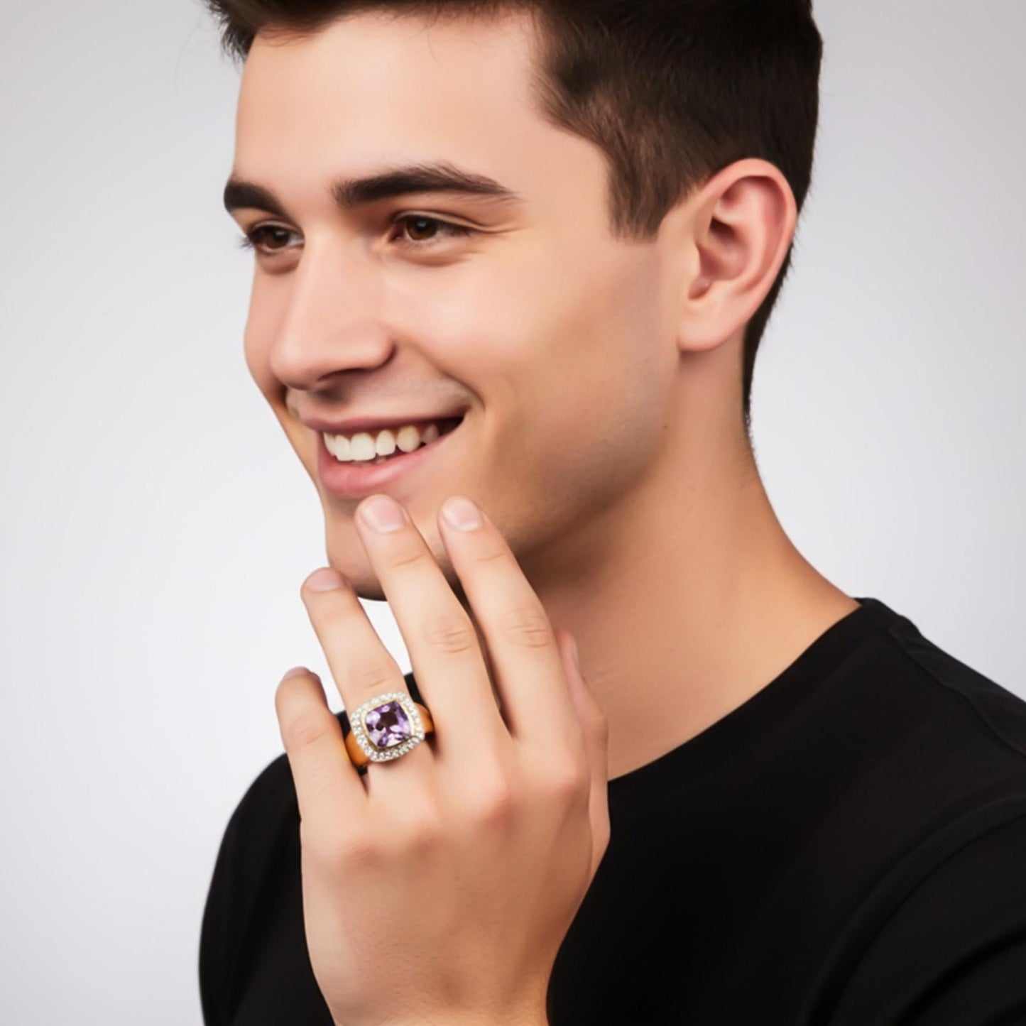 Silver Amethyst Halo Cocktail Ring