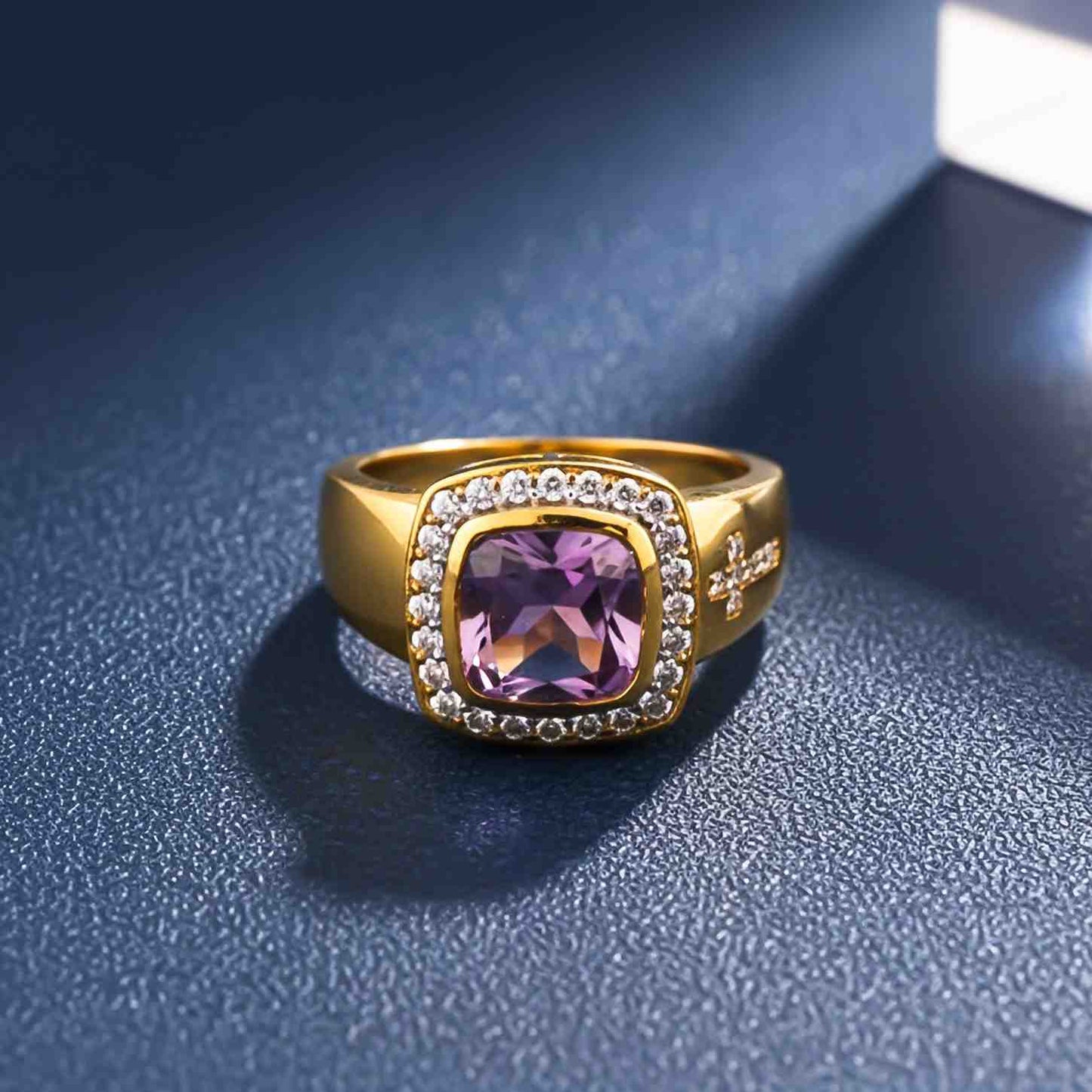 Silver Amethyst Halo Cocktail Ring
