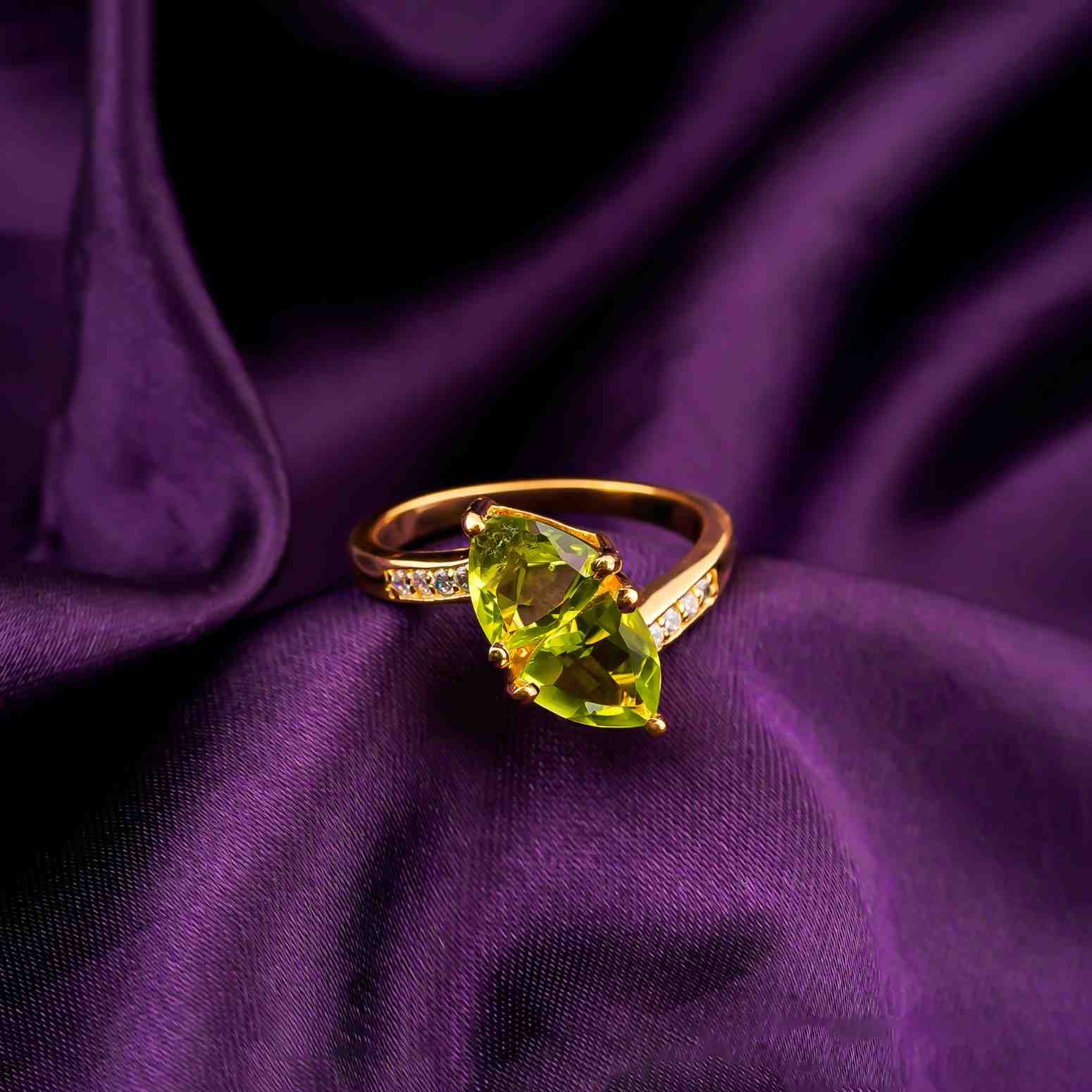 Silver Marquise Peridot Bypass Ring