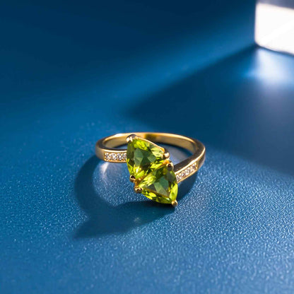 Silver Marquise Peridot Bypass Ring