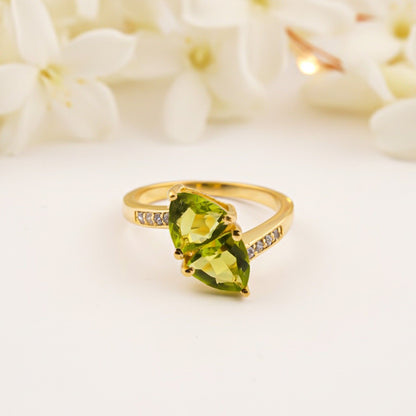 Silver Marquise Peridot Bypass Ring