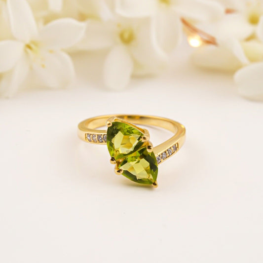 Silver Marquise Peridot Bypass Ring