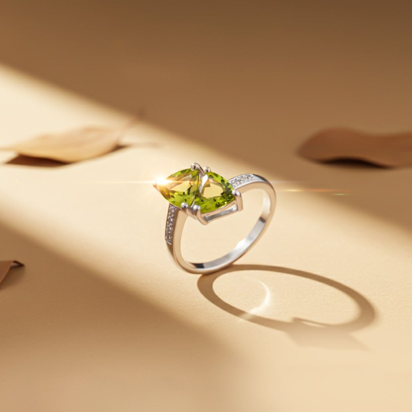 Silver Marquise Peridot Bypass Ring