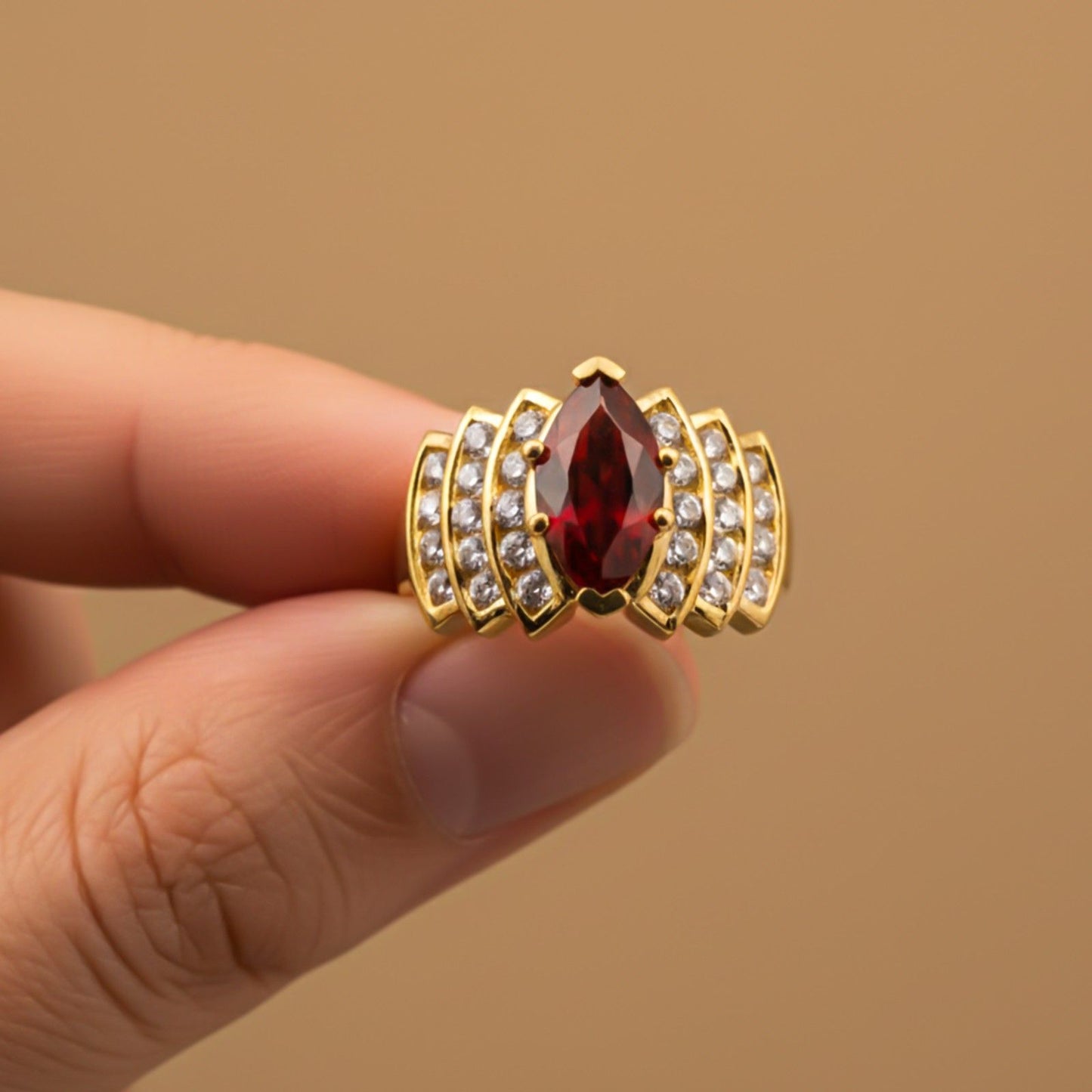 Silver Ruby Vintage Style Ring