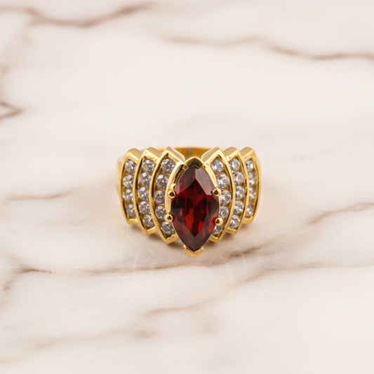 Silver Ruby Vintage Style Ring