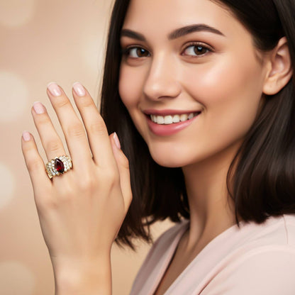 Silver Ruby Vintage Style Ring