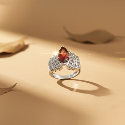 Silver Ruby Vintage Style Ring