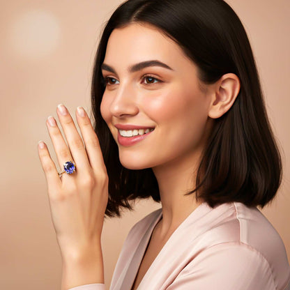 Silver Blue Sapphire Solitaire Ring
