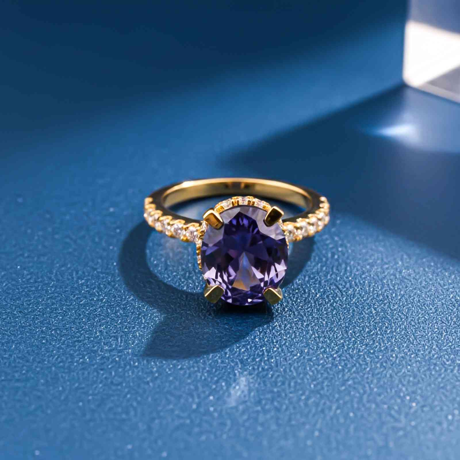 Silver Blue Sapphire Solitaire Ring