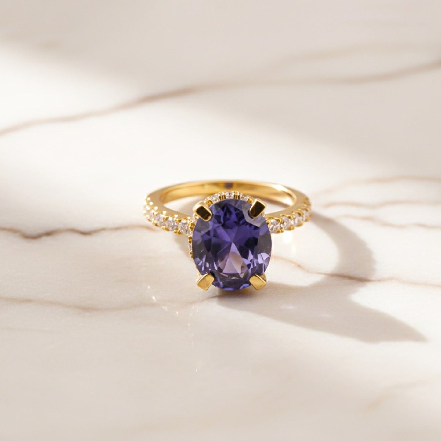 Silver Blue Sapphire Solitaire Ring