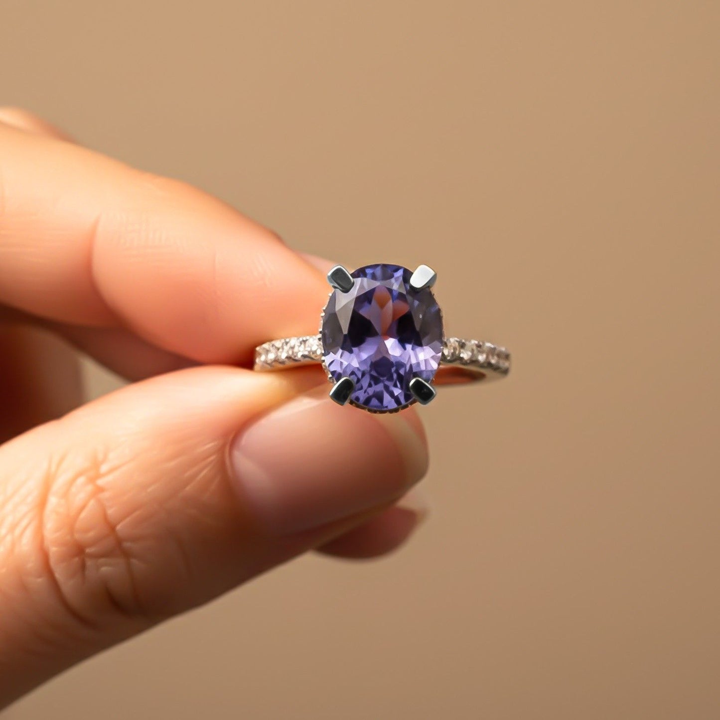 Silver Blue Sapphire Solitaire Ring