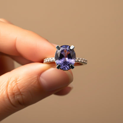 Silver Blue Sapphire Solitaire Ring