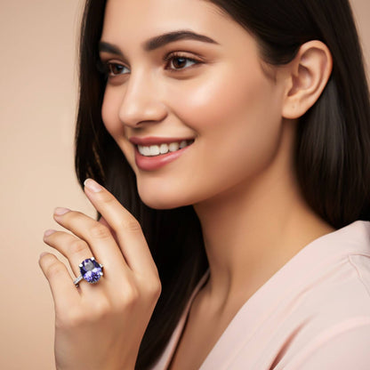 Silver Blue Sapphire Solitaire Ring