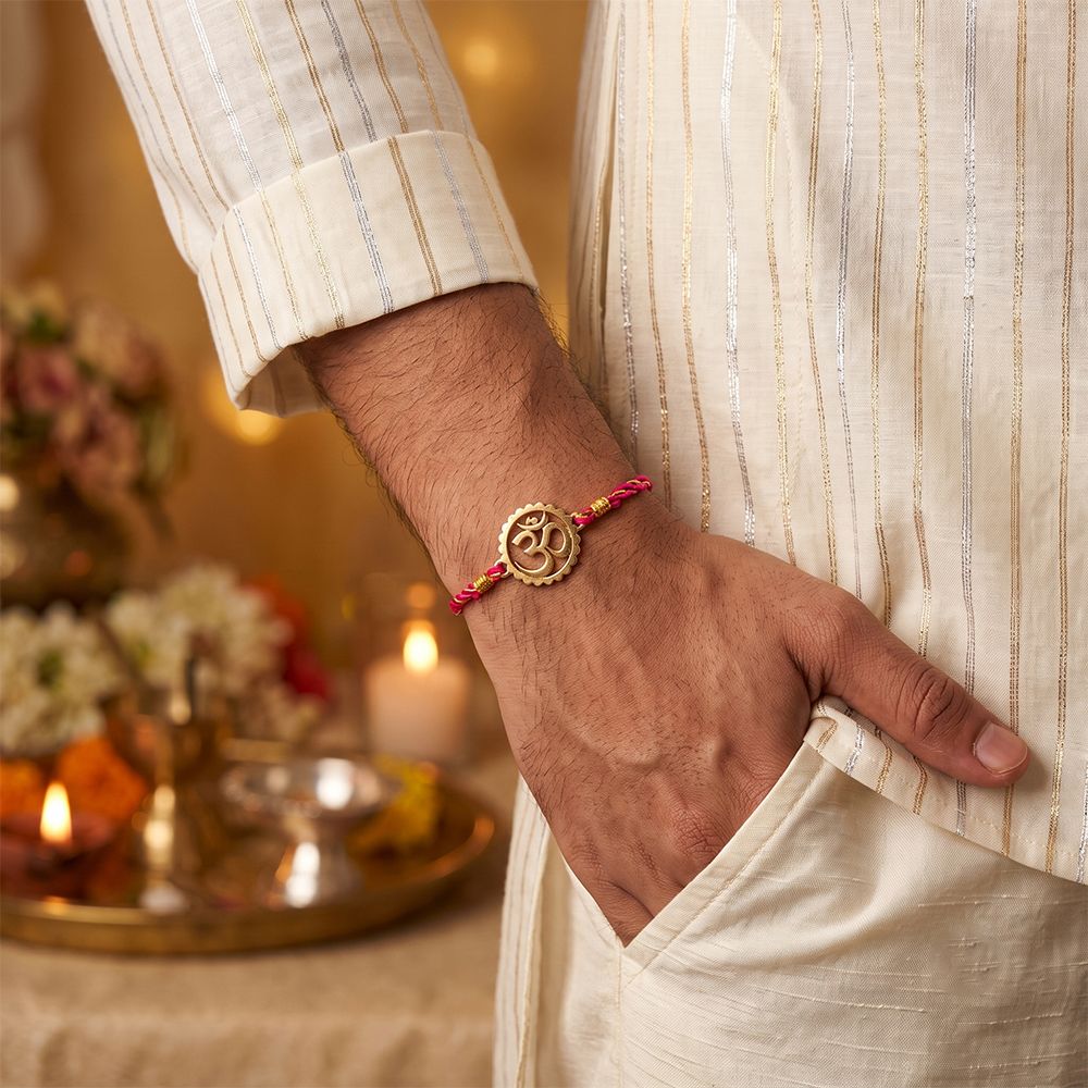 Golden Protected OM Rakhi