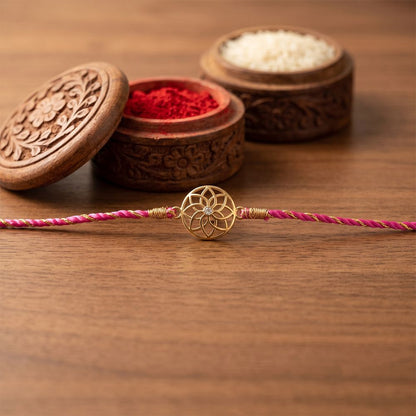 Golden Sphere Floral Bracelet Rakhi