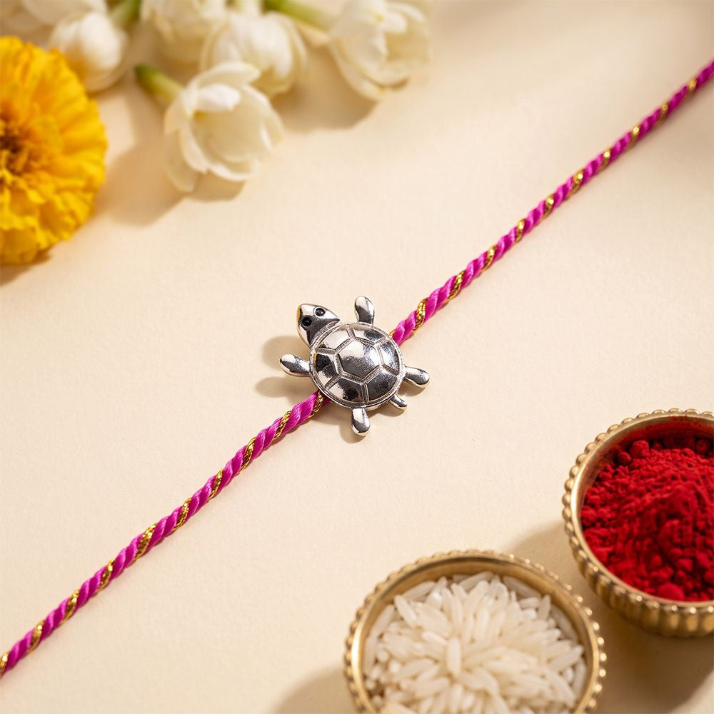 Silver Turtle Rakhi For Brother