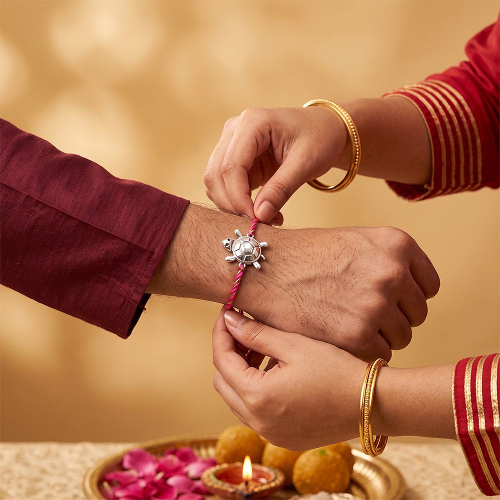 Silver Turtle Rakhi For Brother