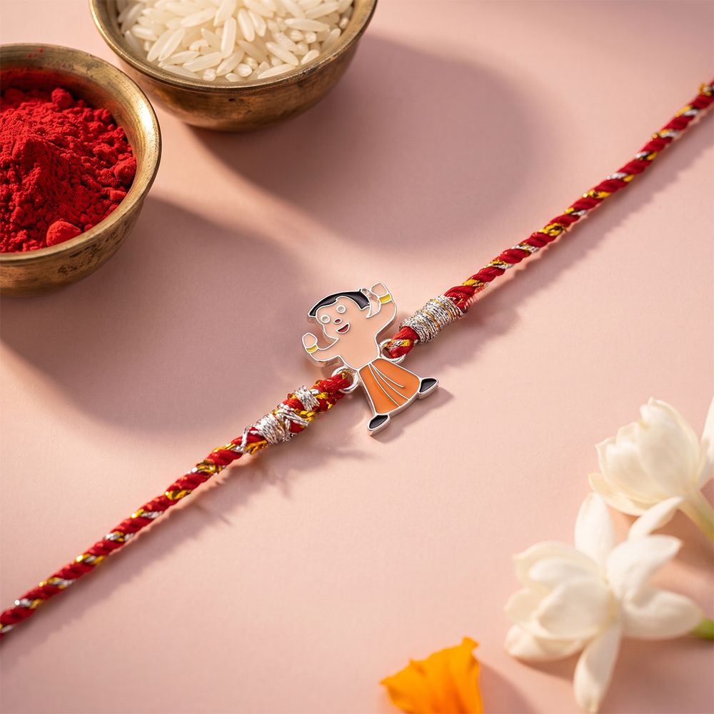 Silver Chota Bheem Rakhi For Kids