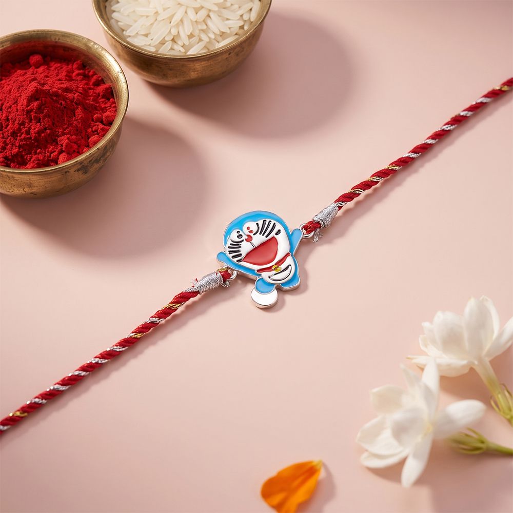 Silver Doreamon Rakhi For Kids