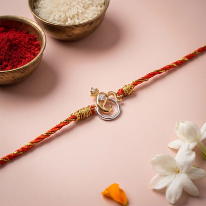 Dual Tone Om Mini Ganesha Rakhi For Kids