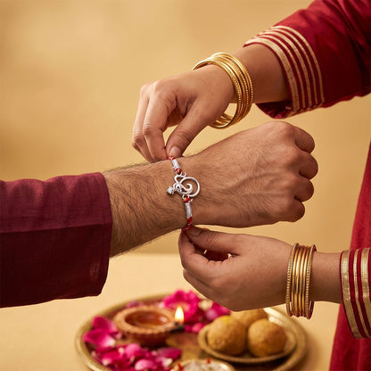 Silver Om Mini Ganesha Rakhi