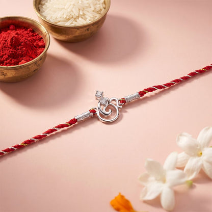 Silver Om Mini Ganesha Rakhi