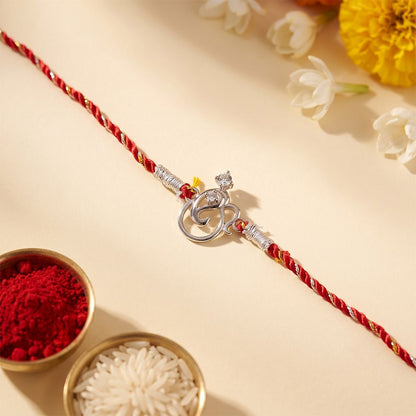 Silver Om Mini Ganesha Rakhi