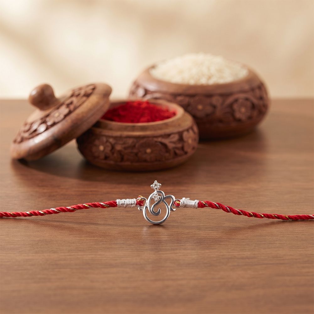 Silver Om Mini Ganesha Rakhi