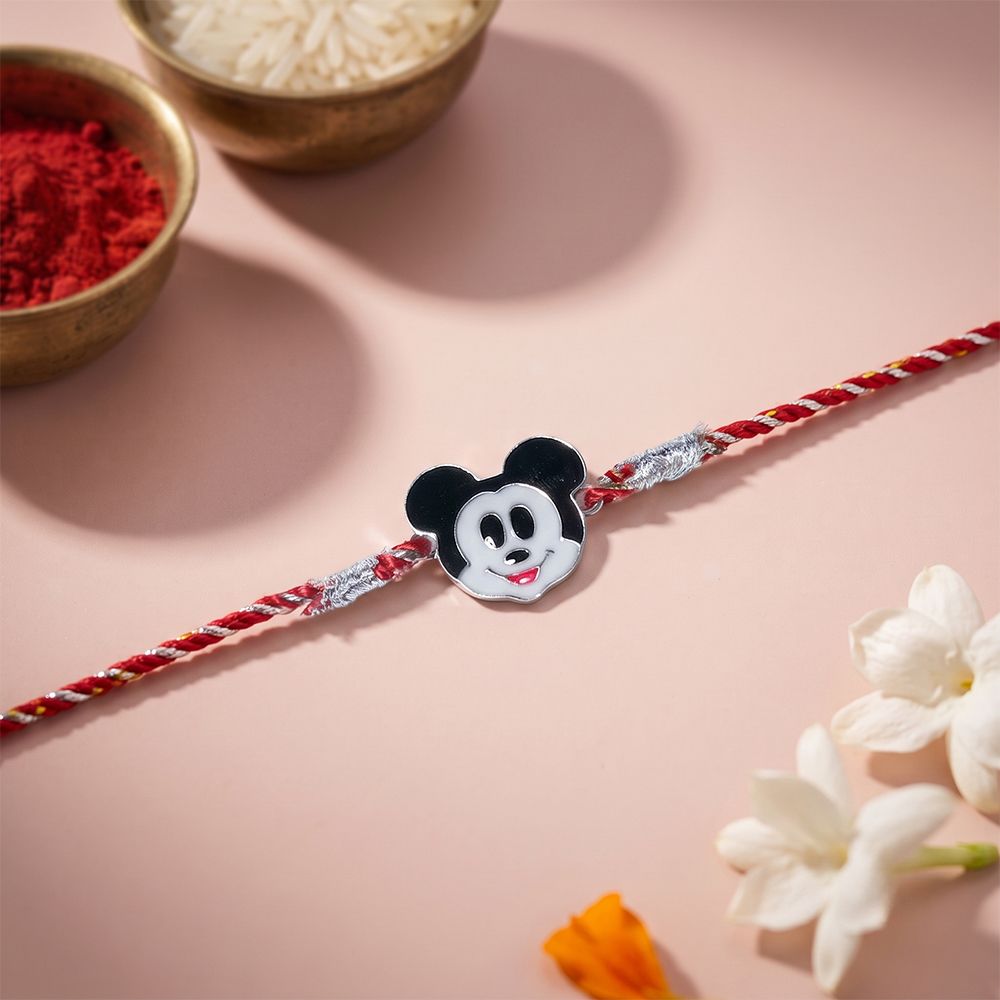 Silver Micky Mouse Rakhi For Kids