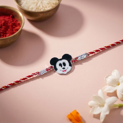 Silver Micky Mouse Rakhi For Kids