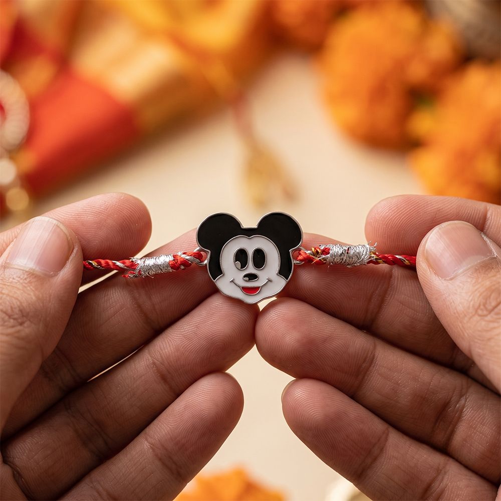 Silver Micky Mouse Rakhi For Kids