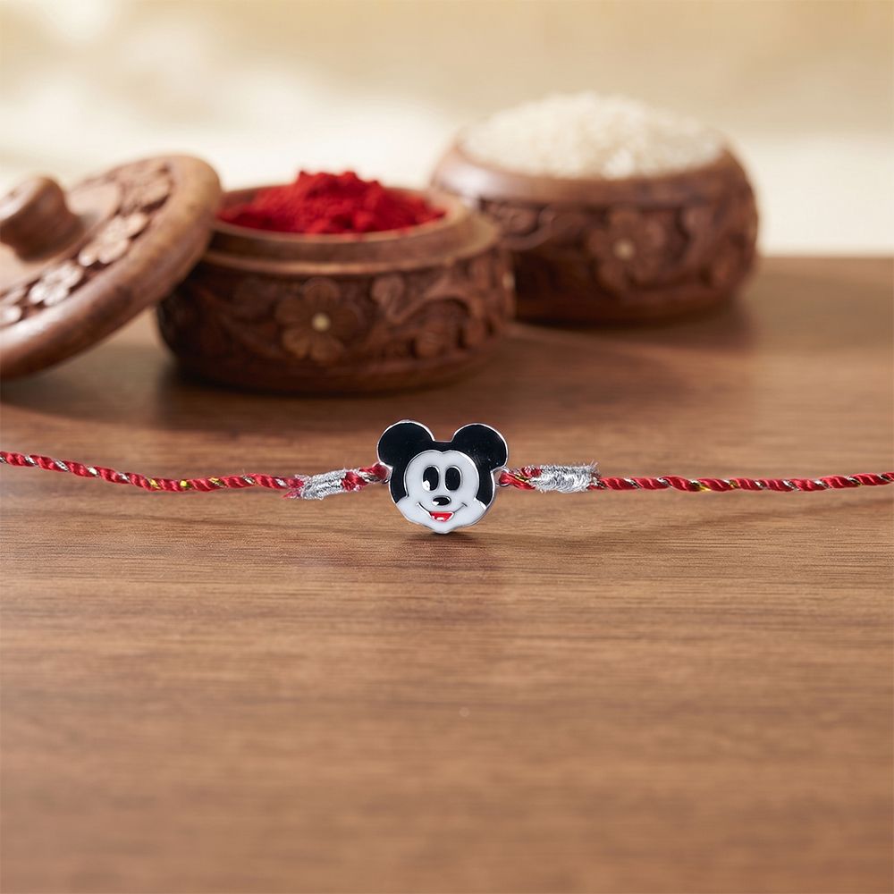 Silver Micky Mouse Rakhi For Kids
