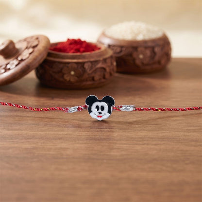 Silver Micky Mouse Rakhi For Kids