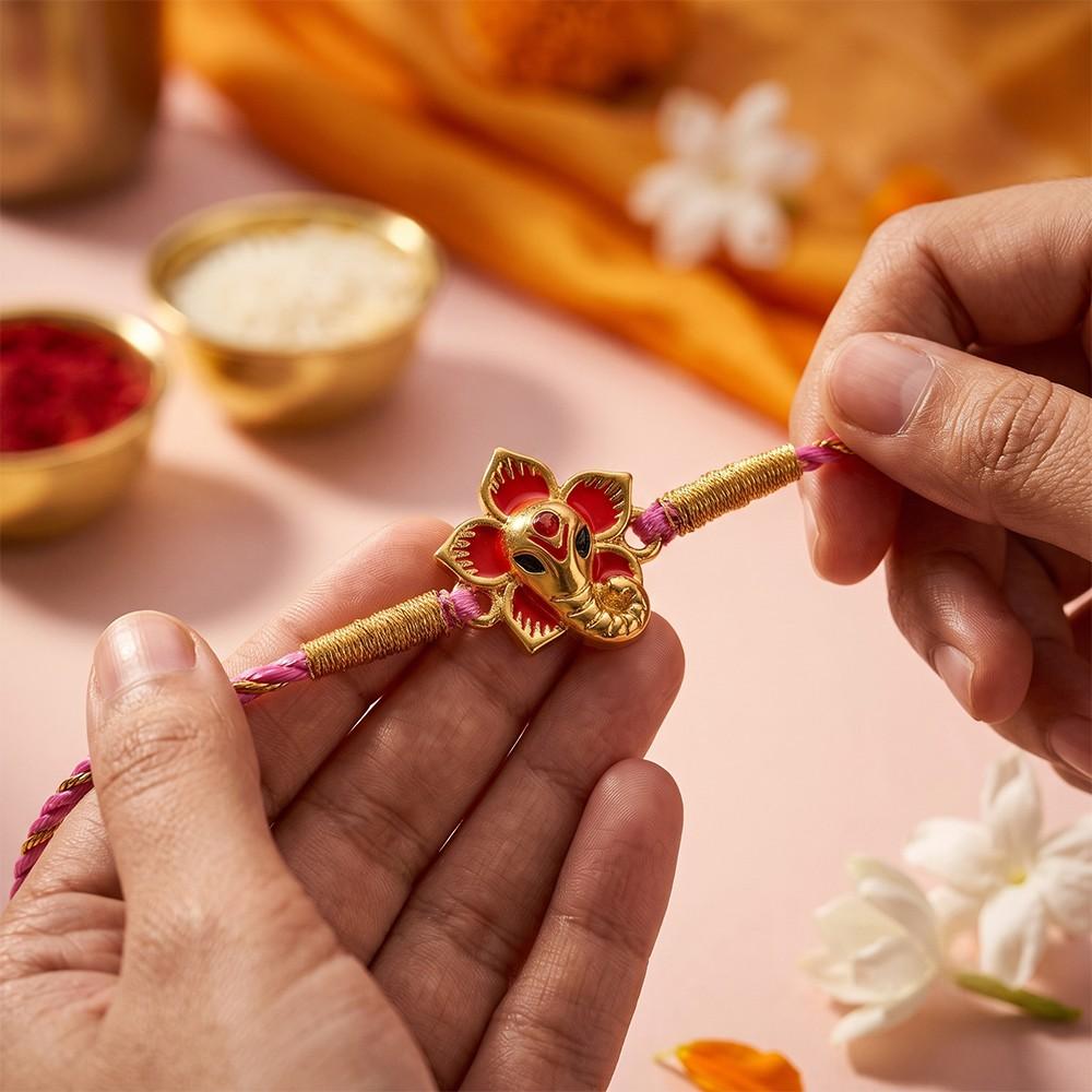 Golden Lord Ganesha Rakhi