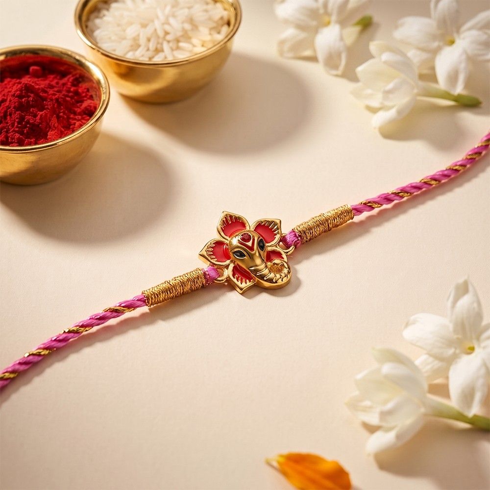 Golden Lord Ganesha Rakhi