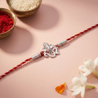 Silver OM Ganesh Face Rakhi