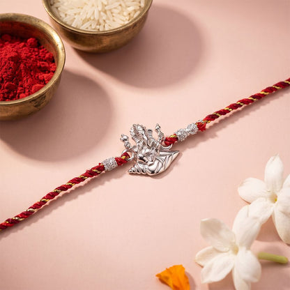 Silver Shankh Ganpati Rakhi