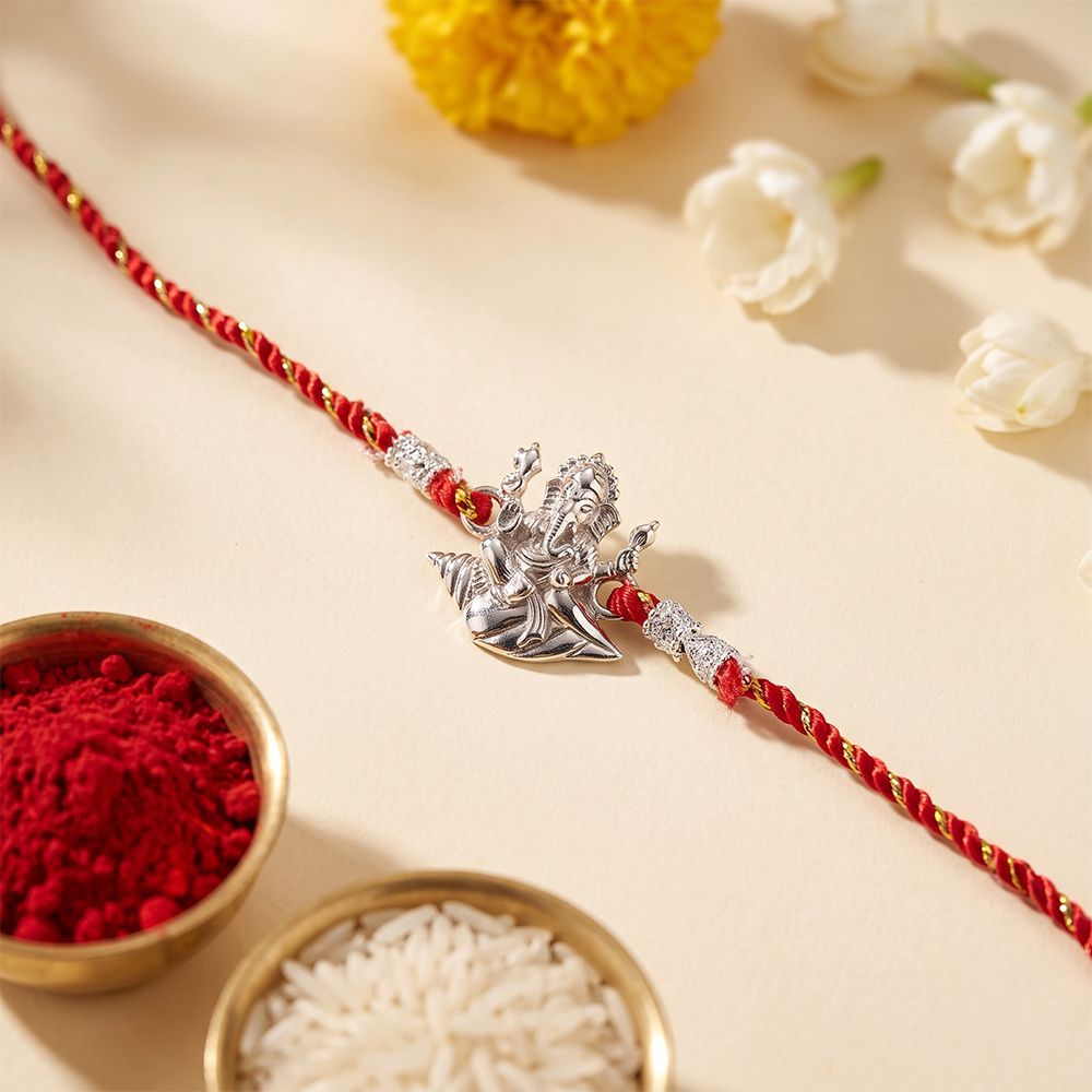 Silver Shankh Ganpati Rakhi