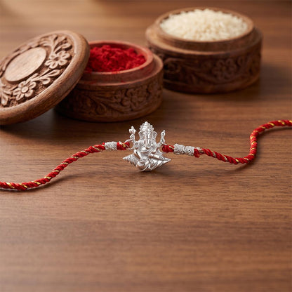 Silver Shankh Ganpati Rakhi