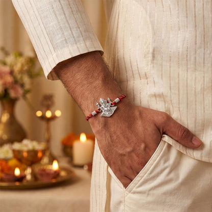 Silver Shankh Ganpati Rakhi