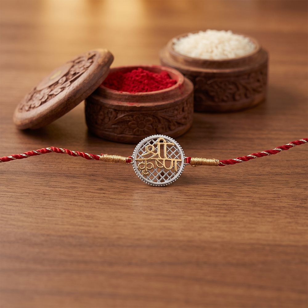 Dual Tone Krishna Sphere Round Rakhi