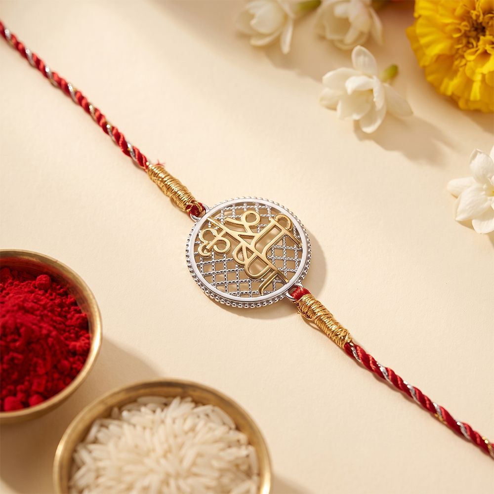 Dual Tone Krishna Sphere Round Rakhi