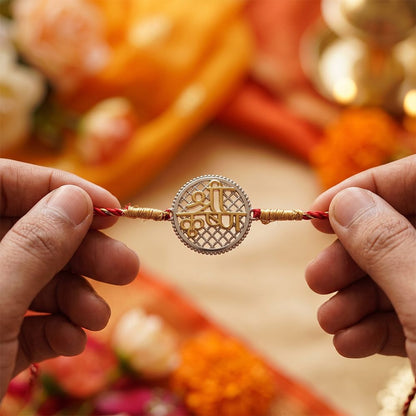 Dual Tone Krishna Sphere Round Rakhi