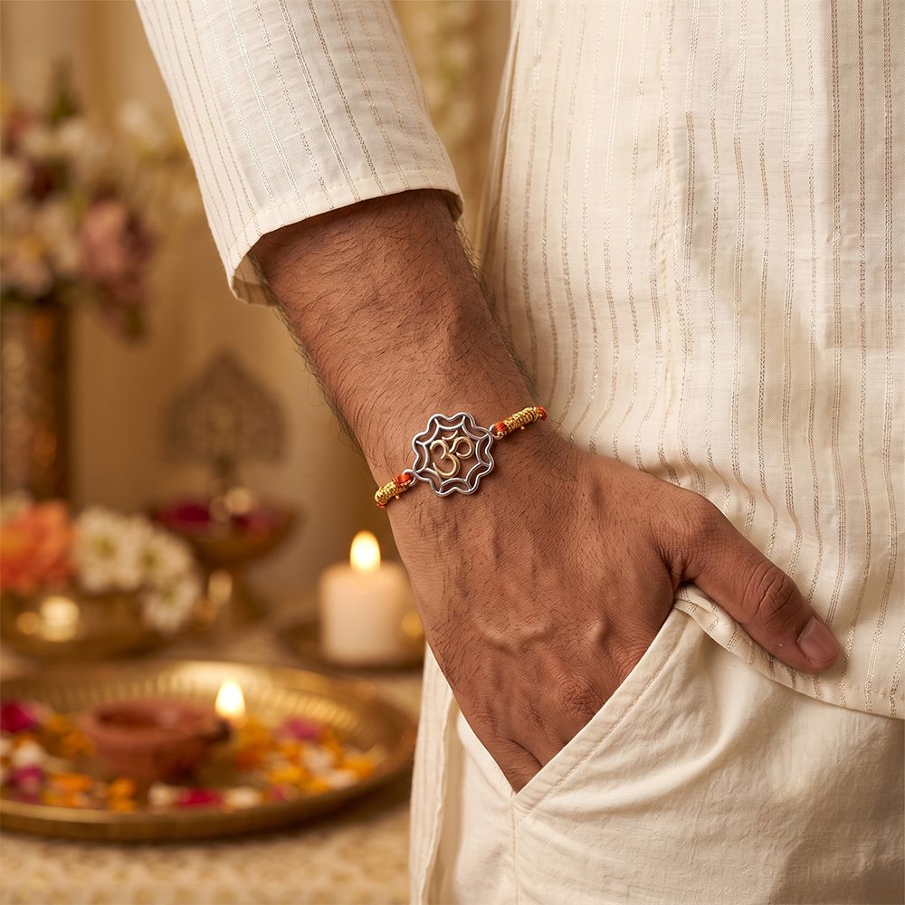 Silver Protected OM Rakhi